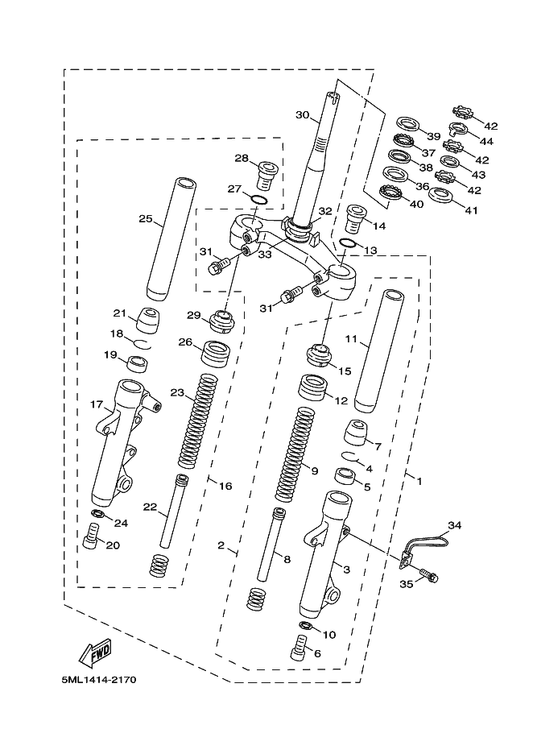 Yamaha 5ML-F3141-10 . . Spring, Front Fork — shown on the Front Fork parts diagram