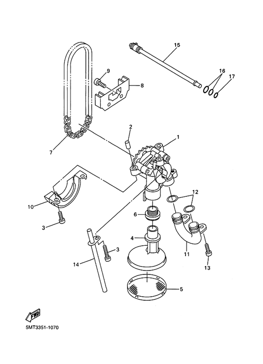 Yamaha 5EB-13898-00 Holder — shown on the Oil Pump parts diagram