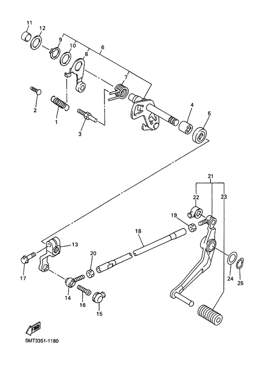 Yamaha 5EB-18110-10 Shift Pedal Assy — shown on the Shift Shaft parts diagram