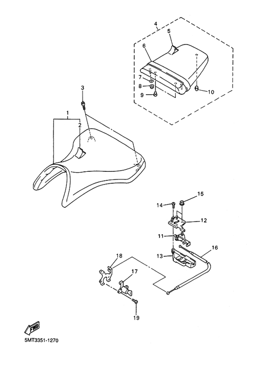 Yamaha 5EB-24751-00 . Cover, Tandem Seat — shown on the Seat parts diagram