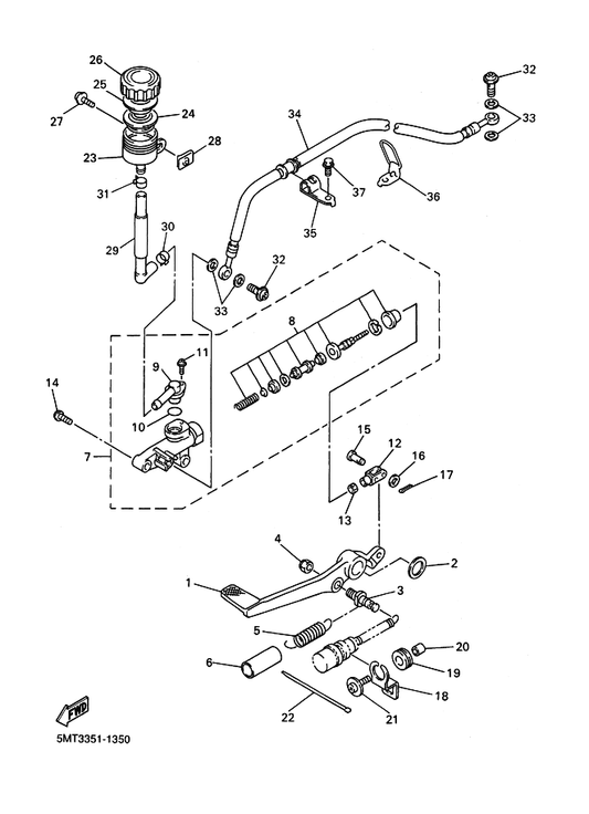 Yamaha 3TU-2583V-01 Rr. Master Cylinder Assy. — shown on the Rear Master Cylinder parts diagram