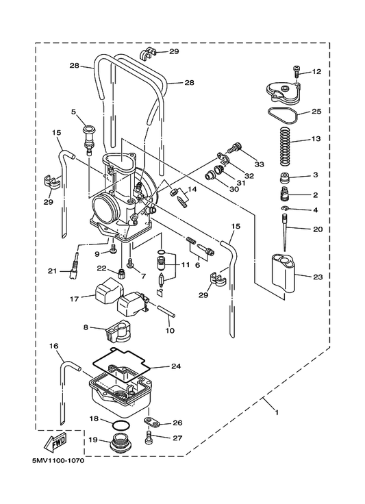 Yamaha 4PE-14261-01 . Holder — shown on the Carburetor parts diagram