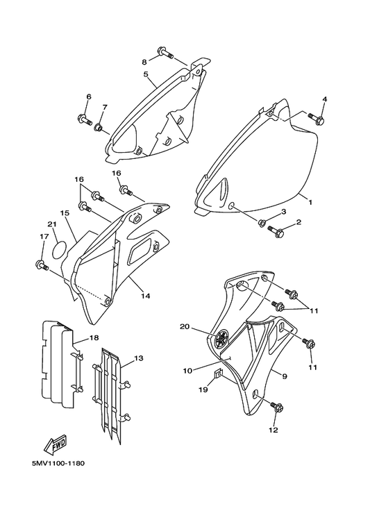 Yamaha 4EW-2172A-00 Panel 1 — shown on the Side Cover parts diagram
