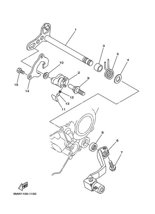 Yamaha 5CU-18110-00 Shift Pedal Assy — shown on the Shift Shaft parts diagram