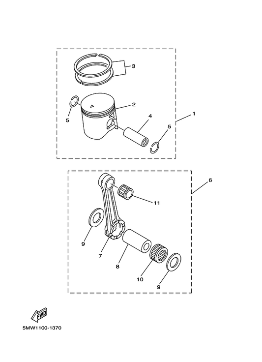 Yamaha 1P8-11630-00 Piston Assy (Std) — shown on the Optional Parts 1 parts diagram