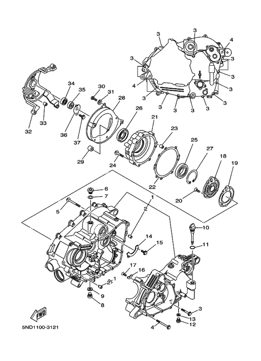 Yamaha 5VH-15100-00 Crankcase Assy — shown on the Crankcase parts diagram