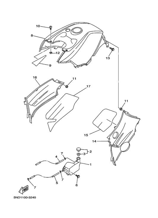 Yamaha 90445-08812 Hose (L730) — shown on the Side Cover parts diagram