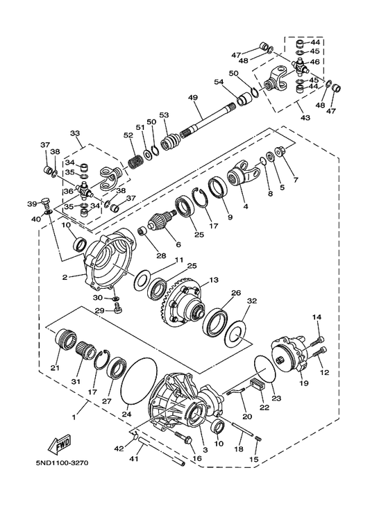 Yamaha 93102-48012 . Oil Seal — shown on the Front Differential parts diagram