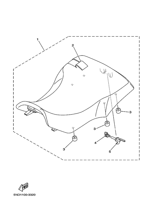 Yamaha 5ND-F4776-00 . Lever, Seat — shown on the Seat parts diagram