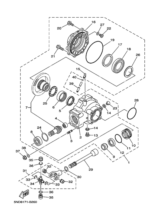 Yamaha 4XE-G6117-45 . Shim, Ring Gear(T=0.45Mm) — shown on the Drive Shaft parts diagram