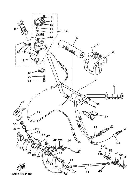Yamaha 1NV-26250-01 Throttle Lever Assy — shown on the Steering Handle & Cable parts diagram