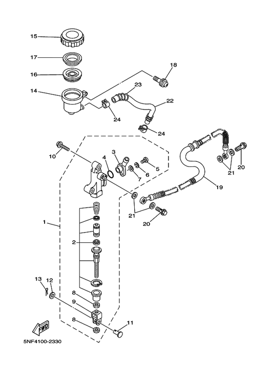 Yamaha 29L-2582A-50 . Joint — shown on the Rear Master Cylinder parts diagram