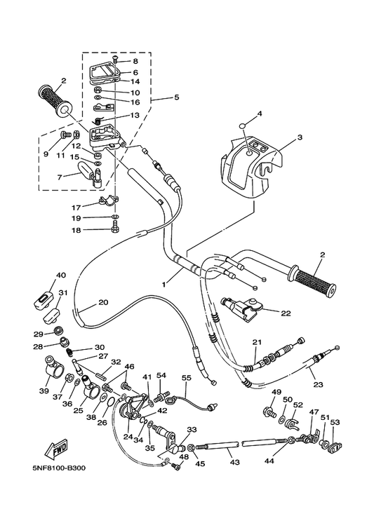 Yamaha 5LP-26111-20 Handlebar — shown on the Steering Handle & Cable parts diagram