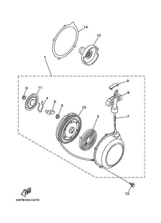 Yamaha 1UY-15710-30 Starter Assy — shown on the Alternate For Engine parts diagram