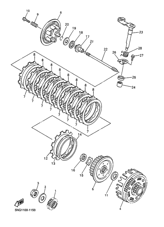 Yamaha 5BE-16356-00 Rod, Push 1 — shown on the Clutch parts diagram