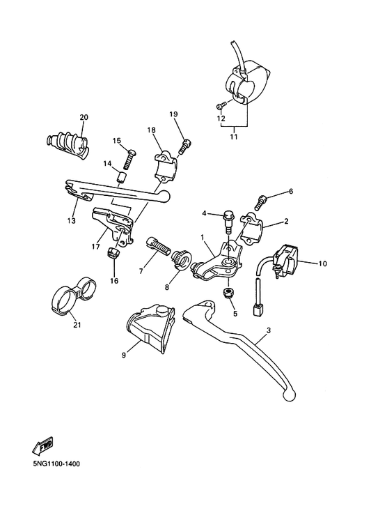 Yamaha 5HD-82911-00 Holder, Lever 1 — shown on the Handle Switch & Lever parts diagram