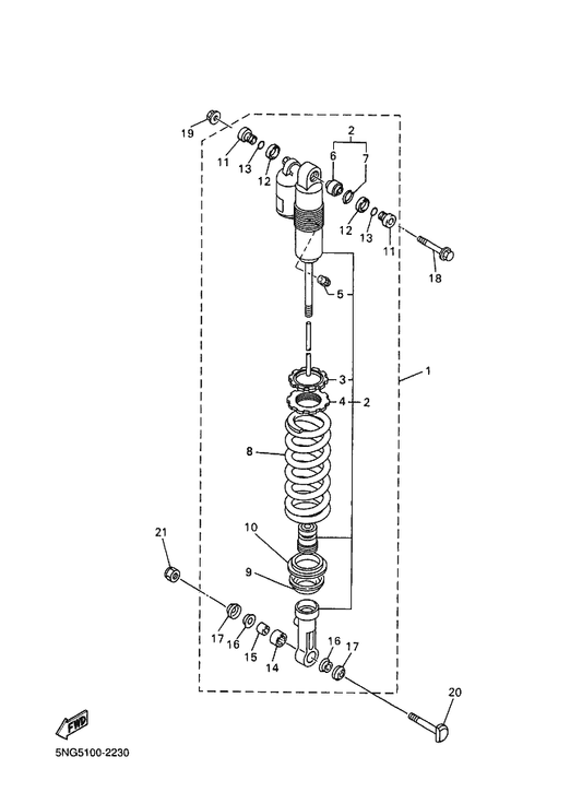 Yamaha 5MV-22176-00 . Bearing — shown on the Rear Suspension parts diagram