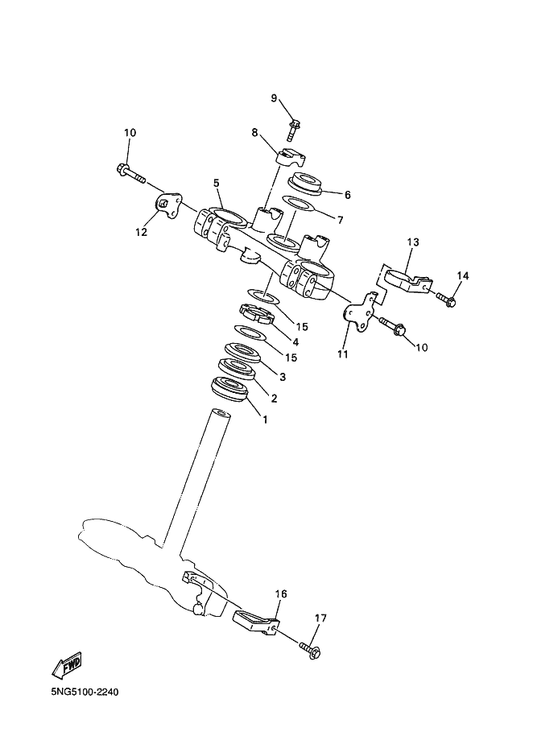 Yamaha 3SP-23441-00 Holder, Handle Upper — shown on the Steering parts diagram