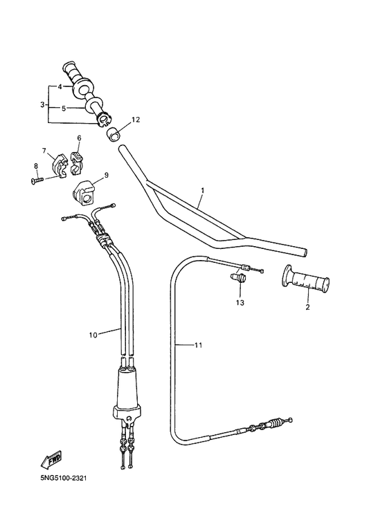 Yamaha 5SF-26335-00 Cable, Clutch — shown on the Steering Handle & Cable parts diagram