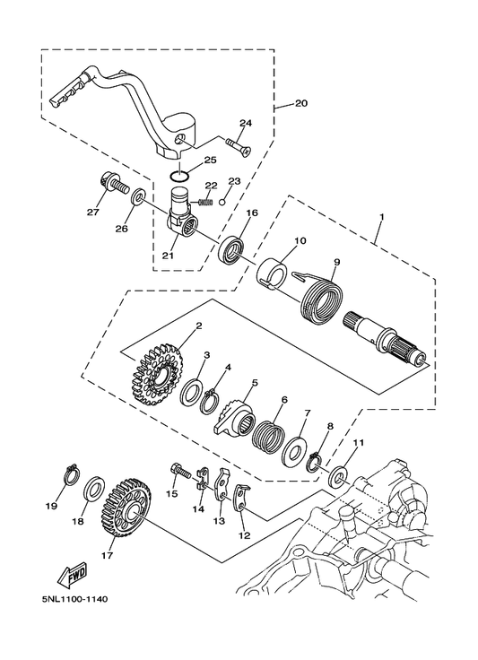 Yamaha 90152-06010 . Screw, Countersunk — shown on the Starter parts diagram
