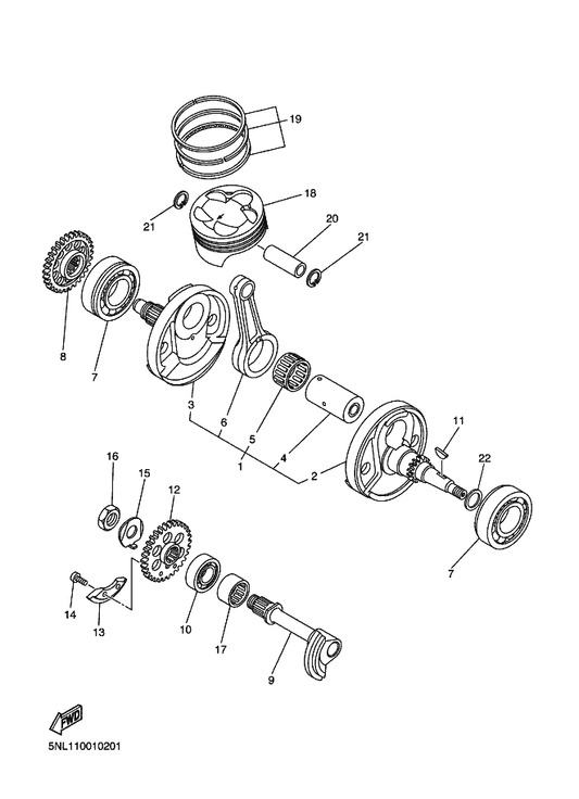 Yamaha 90280-03001 Key, Woodruff — shown on the Crankshaft & Piston parts diagram