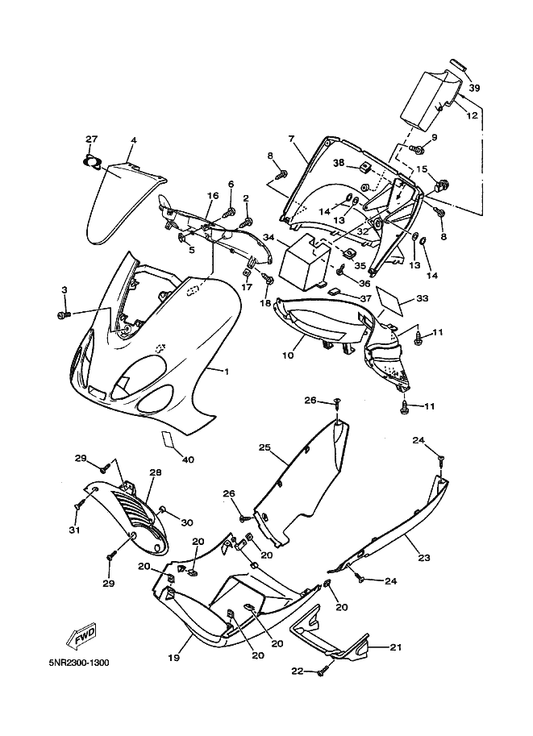 Yamaha 5NR-F8368-A0 Emblem — shown on the Cowling 1 parts diagram