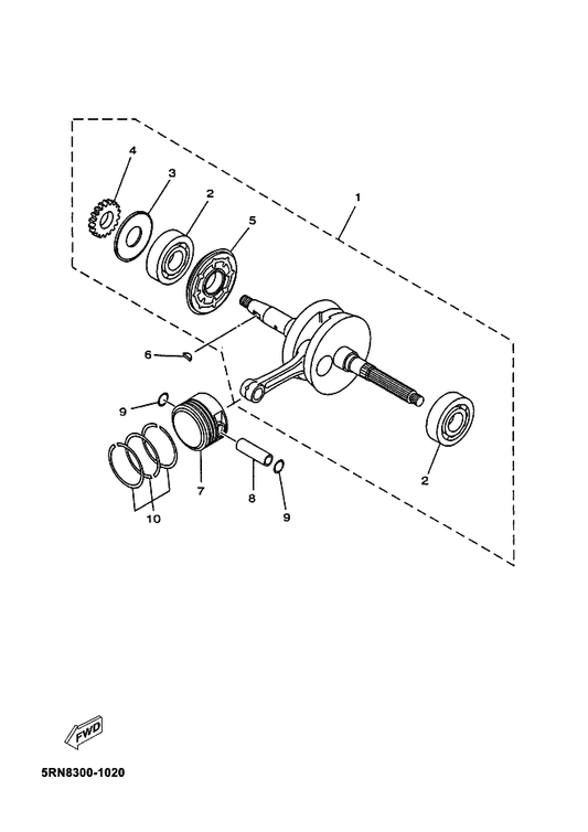 Yamaha 93450-16X01 Circlip — shown on the Crankshaft & Piston parts diagram