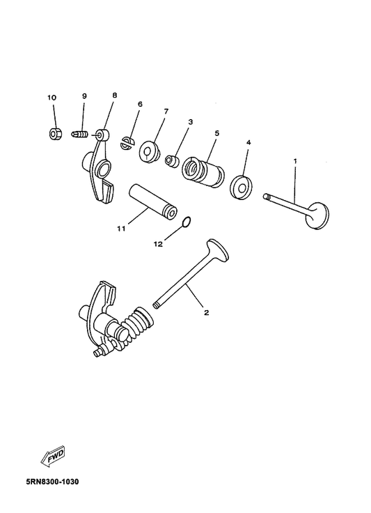 Yamaha 5DS-12121-00 Valve, Exhaust — shown on the Valve parts diagram