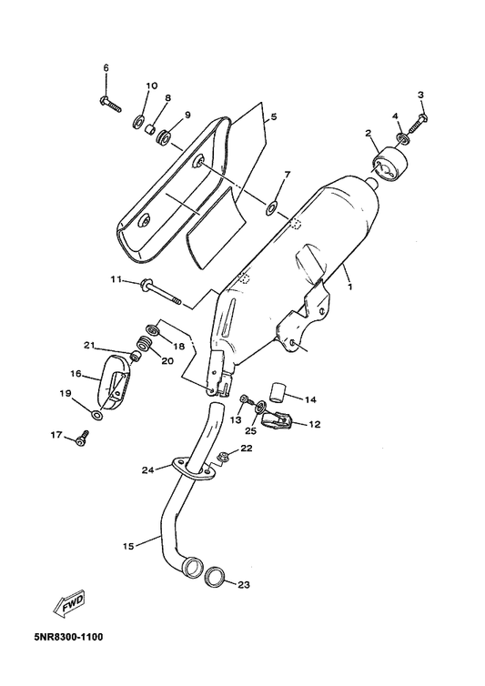 Yamaha 5DS-E4708-00 Protector Assy — shown on the Exhaust parts diagram