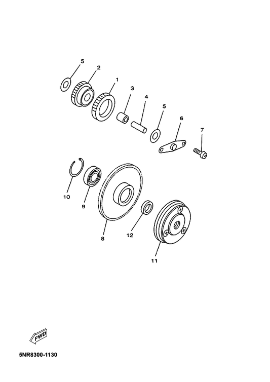 Yamaha 5NS-E5570-00 Starter Clutch Assy — shown on the Starter parts diagram