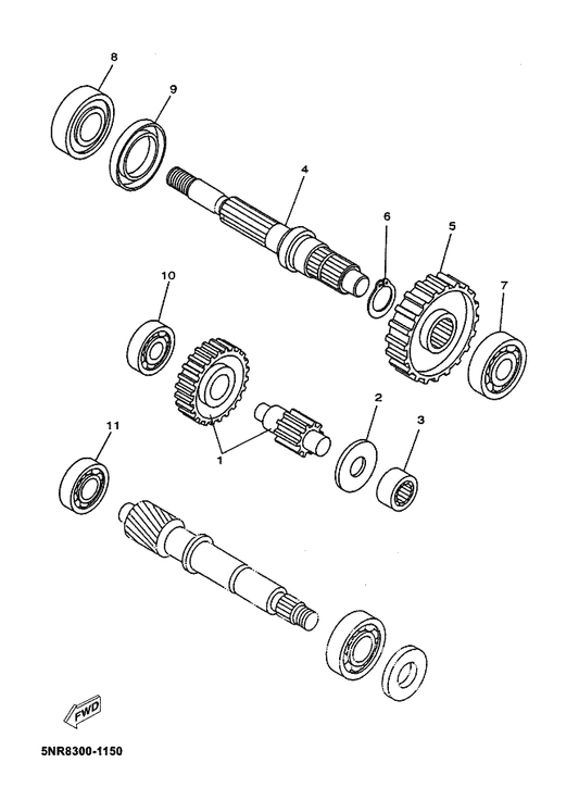Yamaha 5NS-E7421-00 Axle, Drive — shown on the Transmission parts diagram