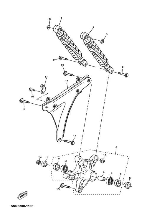 Yamaha 93306-202YR . Bearing — shown on the Rear Arm & Suspension parts diagram