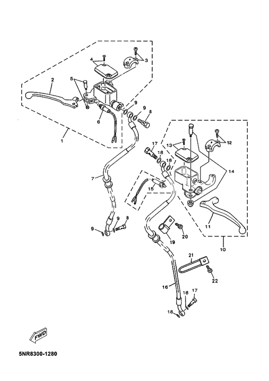 Yamaha 4SB-F5867-00 . Bracket, Master Cylinder — shown on the Front Master Cylinder parts diagram