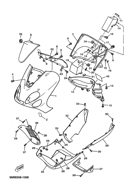 Yamaha 5DS-F171M-03-PK Mole, Side Cover 2 — shown on the Cowling 1 parts diagram