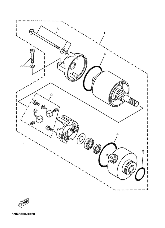 Yamaha 5XL-H1844-00 . Gasket — shown on the Starting Motor parts diagram