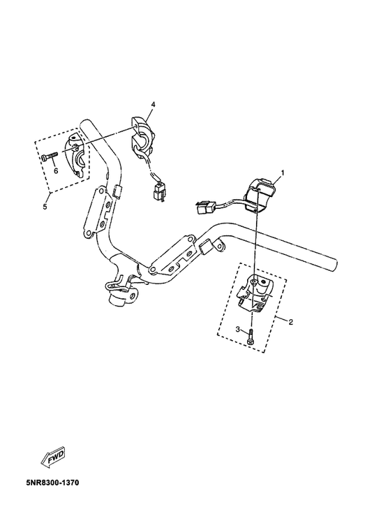 Yamaha 5XL-H3975-00 Switch, Handle 2 — shown on the Handle Switch & Lever parts diagram
