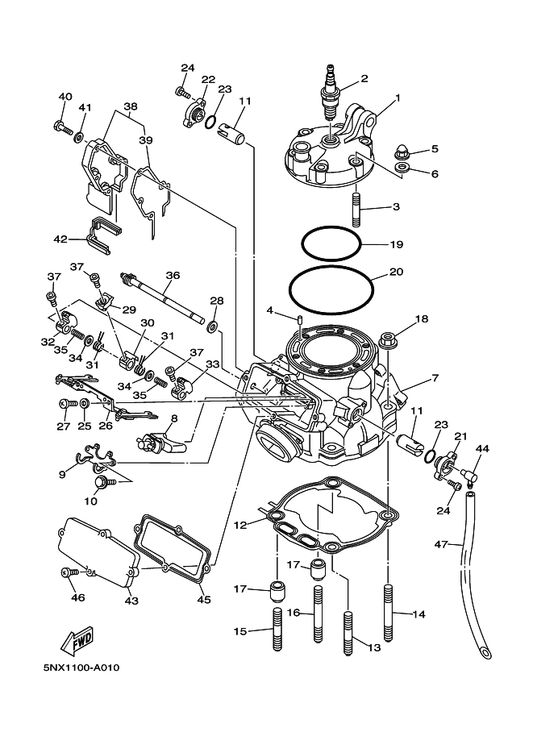Yamaha 90201-080L8 . Washer, Plate — shown on the Cylinder Head parts diagram