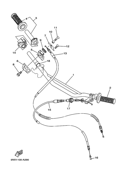 Yamaha 5HC-26335-10 Cable, Clutch — shown on the Steering Handle & Cable parts diagram