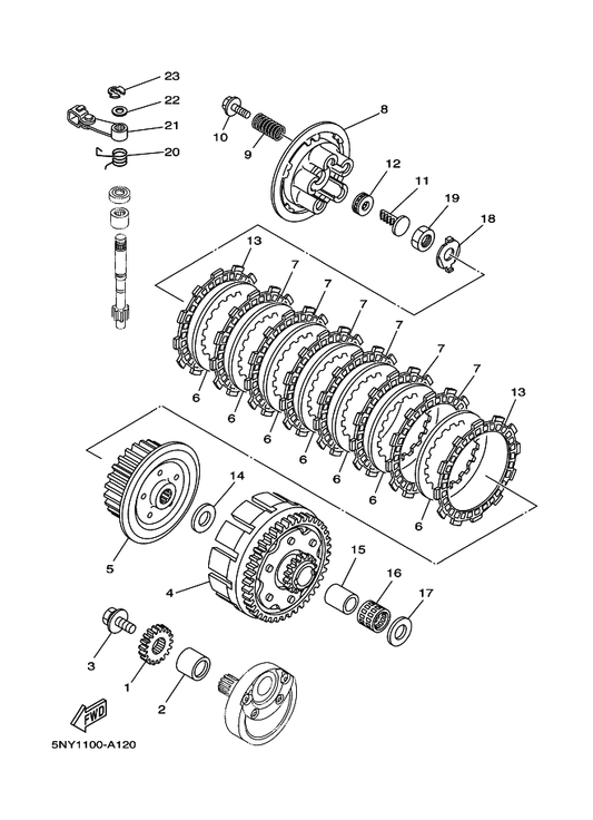 Yamaha 5NY-16150-00 Primary Driven Gear Comp. — shown on the Clutch parts diagram