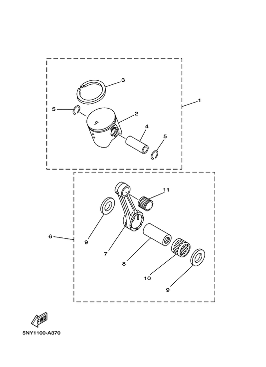 Yamaha 5NY-11630-01 Piston Assy (Std) — shown on the Optional Parts 1 parts diagram