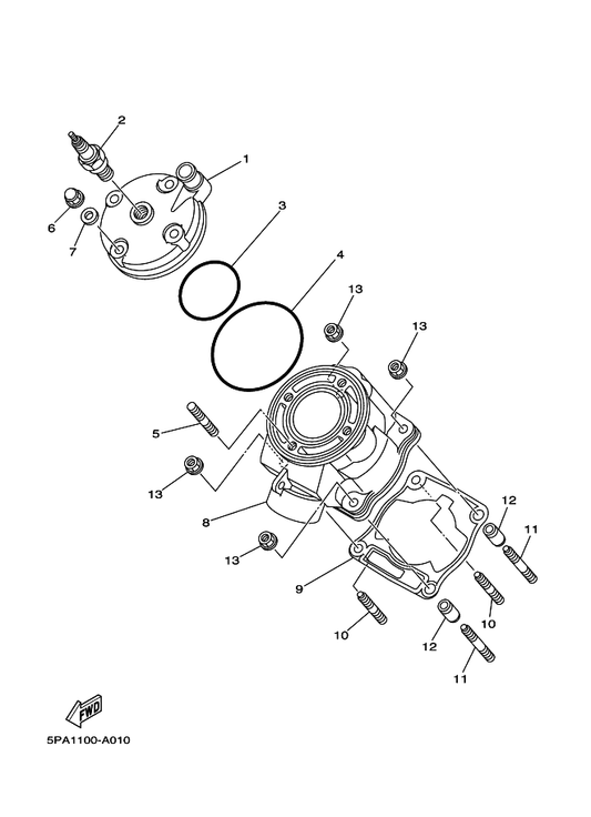 Yamaha 5PA-11311-30 Cylinder 1 — shown on the Cylinder parts diagram