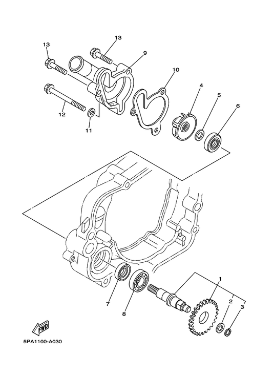 Yamaha 4BA-12428-00 Gasket, Housing Cover 2 — shown on the Water Pump parts diagram