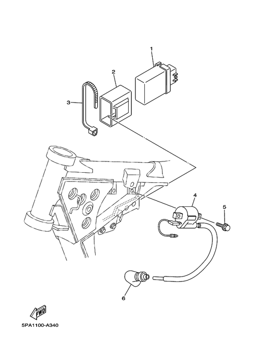 Yamaha 1SP-85540-00 C.D.I. Unit Assy — shown on the Electrical 1 parts diagram