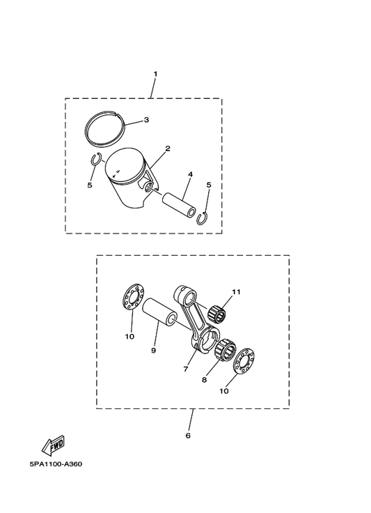 Yamaha 5PA-11630-00 Piston Assy (Std) — shown on the Optional Parts 1 parts diagram