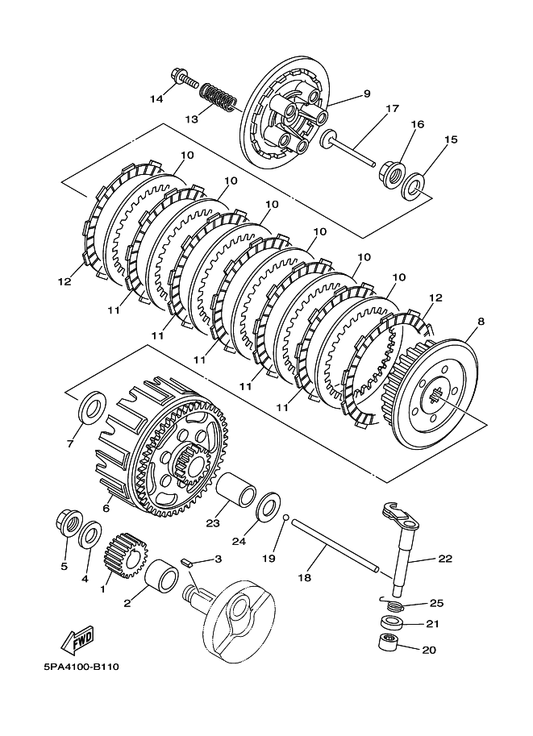 Yamaha 5PA-16371-10 Boss, Clutch — shown on the Clutch parts diagram