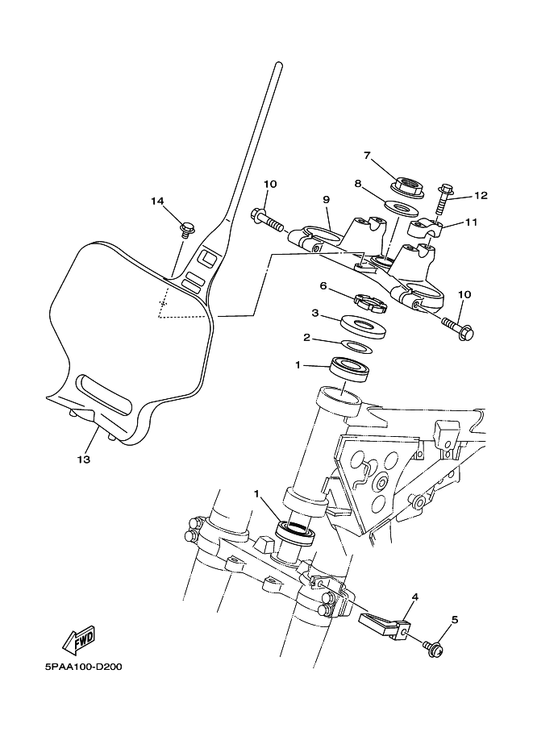 Yamaha 4ES-23435-10 Crown, Handle — shown on the Steering parts diagram
