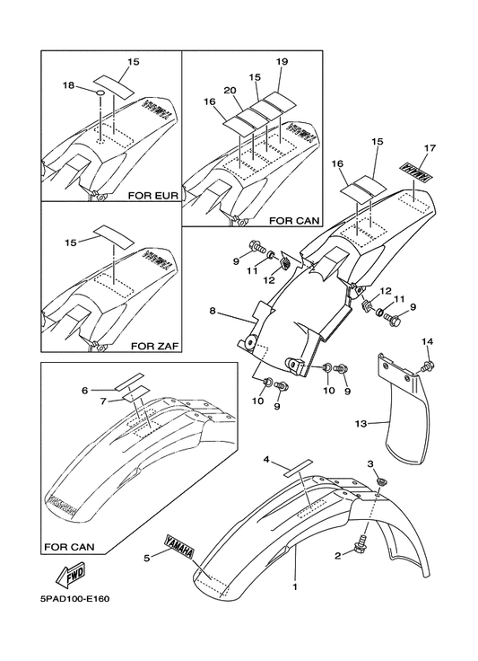 Yamaha 90119-06185 Bolt, With Washer — shown on the Fender parts diagram