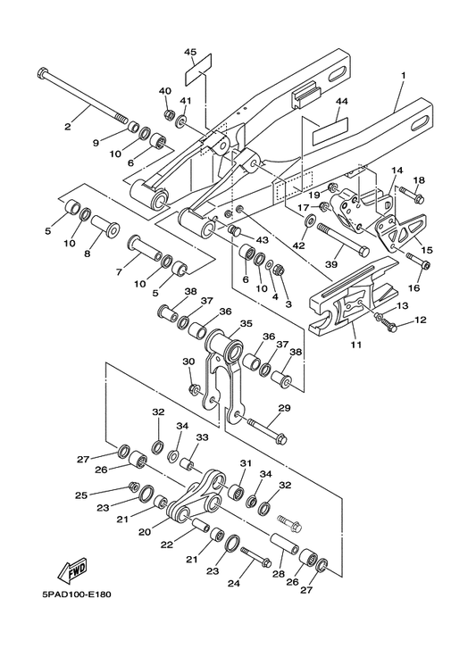 Yamaha 4ES-22129-00 . Cover, Thrust 2 — shown on the Rear Arm parts diagram
