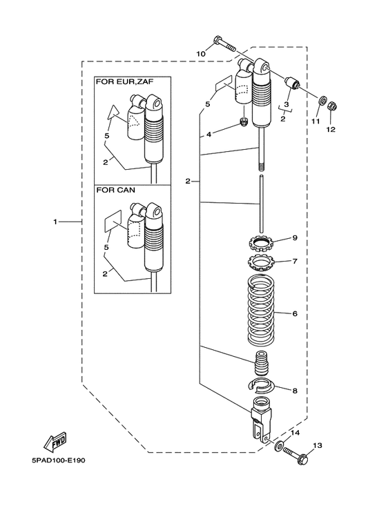 Yamaha 90201-11016 Washer, Plate — shown on the Rear Suspension parts diagram