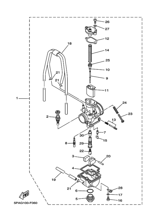 Yamaha 4MX-14943-36 . Jet, Main (#145) — shown on the Carburetor parts diagram